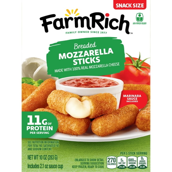 Farm Rich Breaded Mozzarella Cheese Sticks, 10oz (Frozen Snacks and Appetizers)