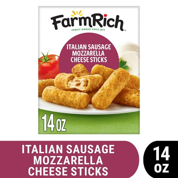 Farm Rich Breaded Mozzarella Sticks with Italian Sausage, 14oz (Frozen Snacks and Appetizers)
