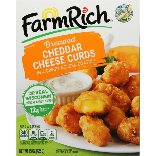 Farm Rich Breaded Wisconsin Cheddar Cheese Curds in a Crispy Coating