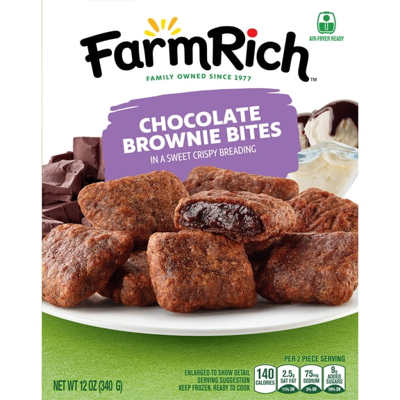 Farm Rich Brownie Dessert Bites, Crispy, Ready to Bake, 12oz Box (Frozen Snacks, Breakfast and Desserts)