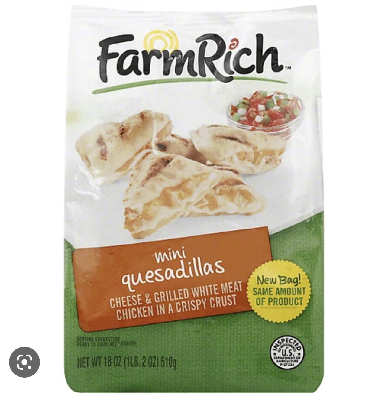 Farm Rich Cheese & Grilled White Meat Chicken Mini Quesadillas, 18 oz