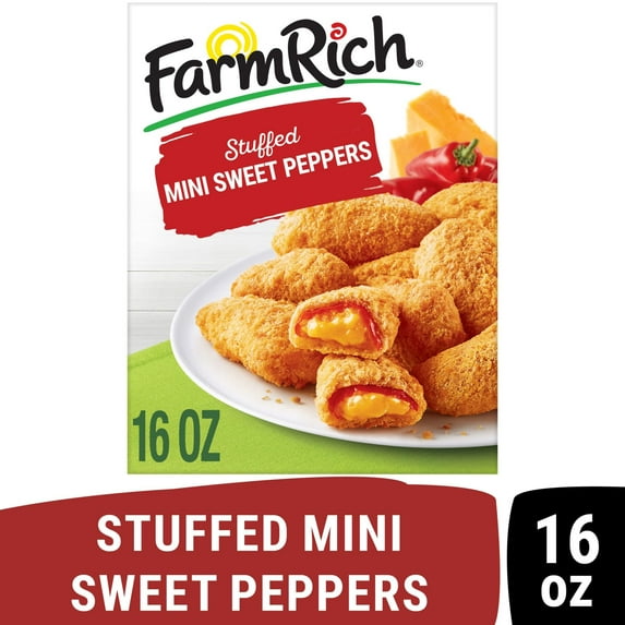 Farm Rich Stuffed Mini Sweet Peppers with Cheesy Filling, Regular, 16 oz (Frozen)