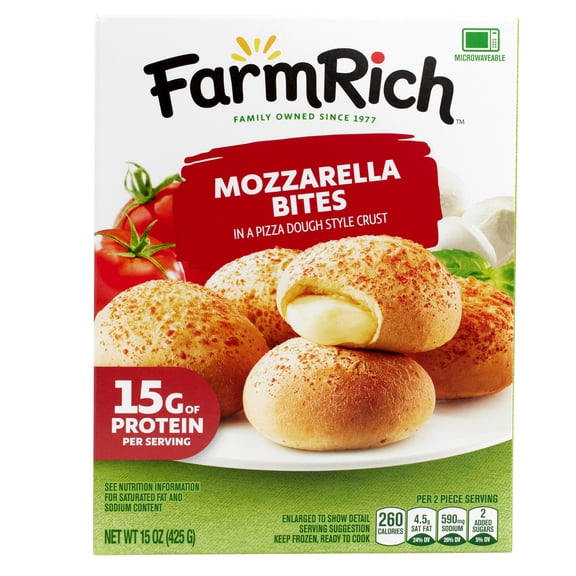 Farm Rich Mozzarella Cheese Bites, Frozen Food, 15oz (Frozen Snacks and Appetizers)