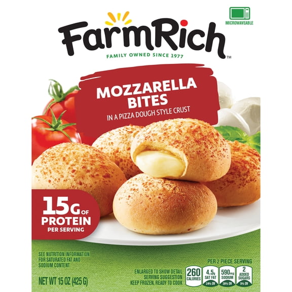 Farm Rich Mozzarella Cheese Bites, Regular, 15 oz (Frozen)