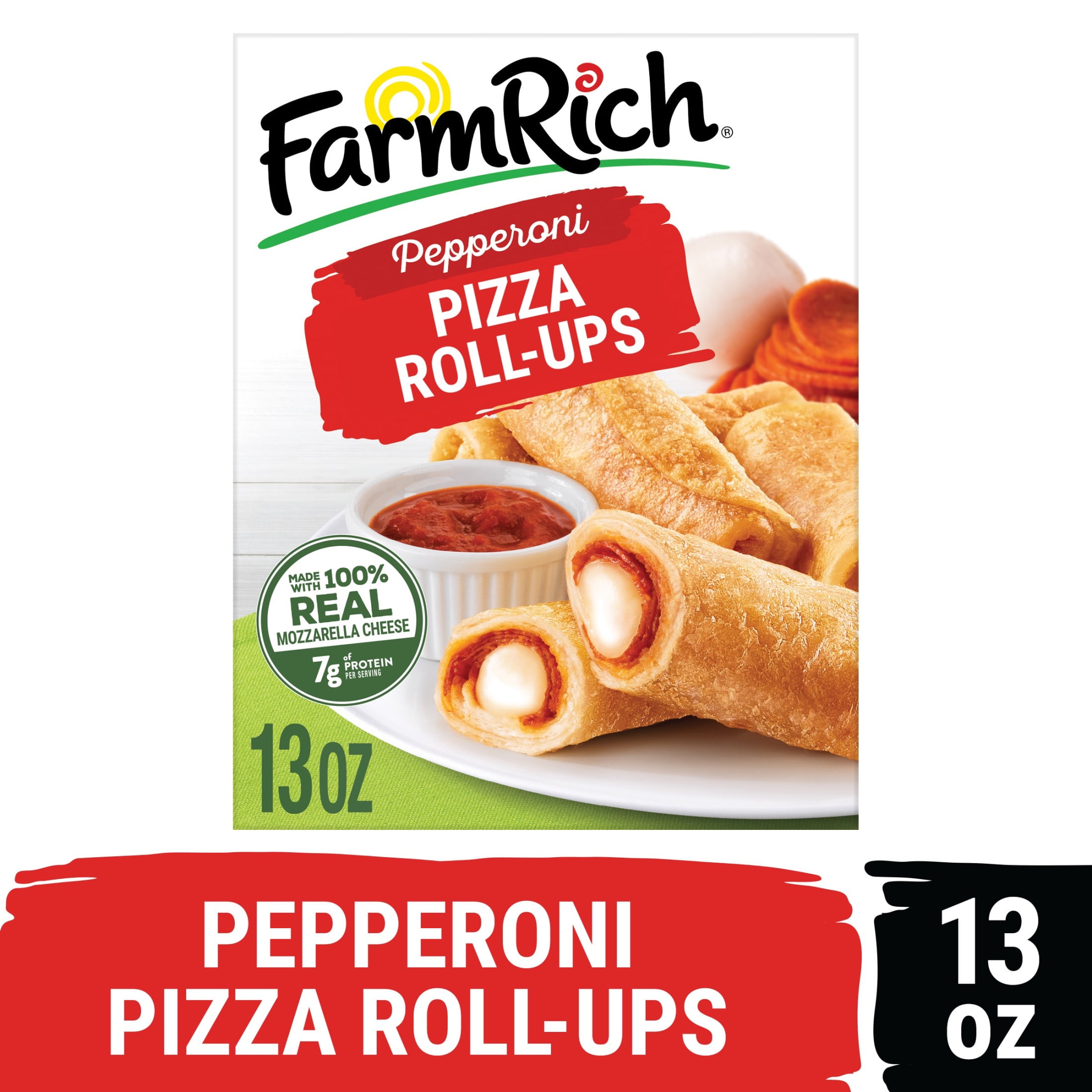 Farm Rich Pepperoni Pizza Roll-Ups with Marinara Dipping Sauce, 13 oz (Frozen Snacks & Appetizers)