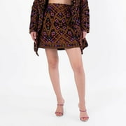 Farm Rio Embroidered Corduroy Mini Skirt, Size Medium