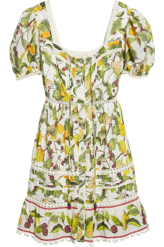 Women's Fruit Orchard Cotton Mini Dress, XS