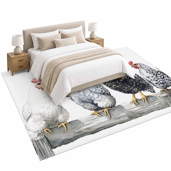 Farm Rooster Area Rug 6'x9', Farmhouse Chicken Soft Mat Non-Slip ...