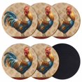 thumbnail image 1 of Farm Rooster Coasters Set of 6, Absorbent Coasters for Drinks, Farmhouse Boho Animals Retro Pattern Coaster for Desk Coffee Table Protection, Home Decor House Warming Gifts 4", 1 of 8