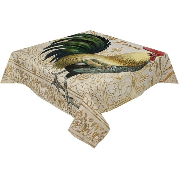Farm Rooster Cock Watercolor Rectangle/Square Tablecloth 52x52inch,Stain Wrinkle Resistant Polyester Table Cloth,Oil Proof Dining Table Cover Decorative for Parties/Wedding,Art Painting Chicken