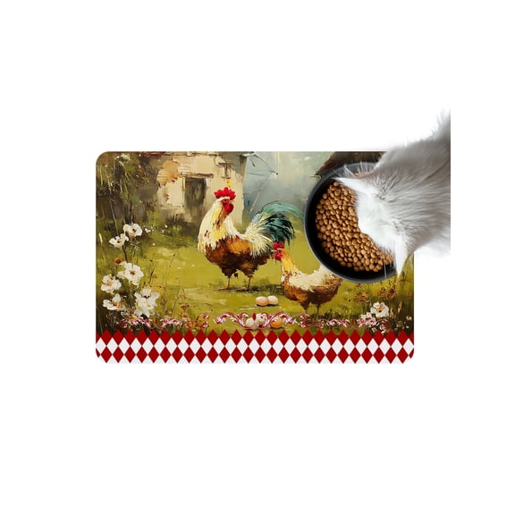 Farm Rooster Hen Doormat Non Slip Diatomaceous Earth Door Mat Absorbent Quick Dry Soft Washable Entrance Rug for Bathroom Laundry Room 16"x24"