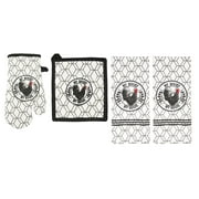 Farm Rooster Kitchen Towels Set With Oven Mitt And Pot Holder Farmhouse Dish Towels for Dish Drying 100% Cotton