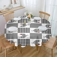 thumbnail image 1 of Farm Rooster Round Tablecloth 60 Inch - Waterproof Fabric Table Cloth Protector, Black and White Plaid Tablecloths Washable Table Cover for Kitchen Banquet Coffee Table Outdoor Party, 1 of 6