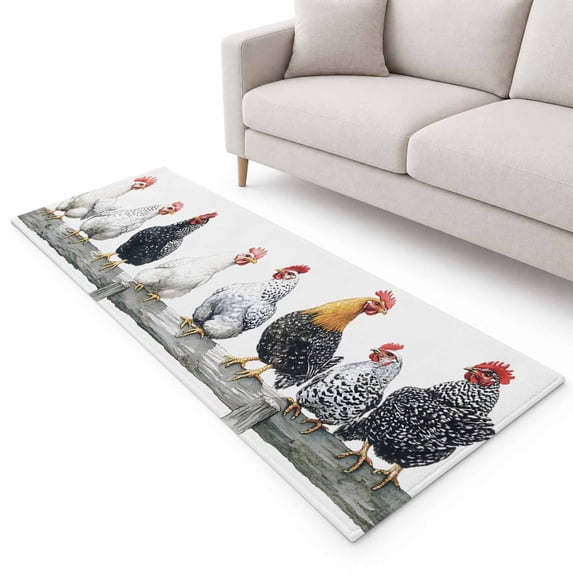 Farm Rooster Runner Rug 2'x6', Farmhouse Chicken Soft Mat Non-Slip ...