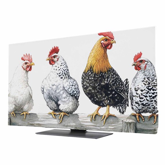 Farm Rooster TV Dust Cover 24 Inch, Farmhouse Animal Chicken Computer Monitor Cover Dustproof Stretchable Indoor TV Screen Protector for LED LCD Universal Monitors