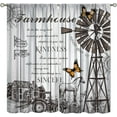 thumbnail image 1 of Farm Rustic Blackout Curtain for Bedroom,Wooden Farm Windmill Straw Bale Cattle Butterfly Rod Pocket Window Drapes for Living Room 27.5x63in,2 Panel Set, 1 of 6