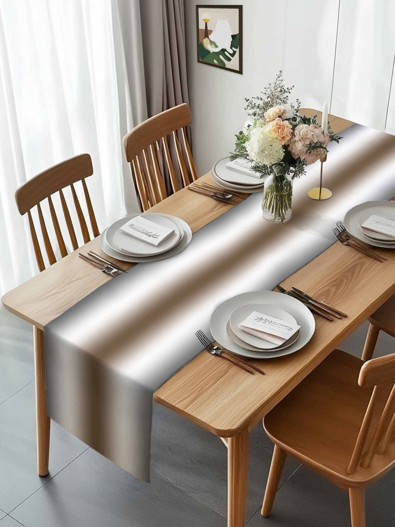 Farm Rustic Brown Grey Color Ombre Table Runner 90 Inches Long, Minimalist Gradient Art Table Runners Tabletop Scarf Kitchen Dining Tables Decoration for Home Party Indoor Outdoor