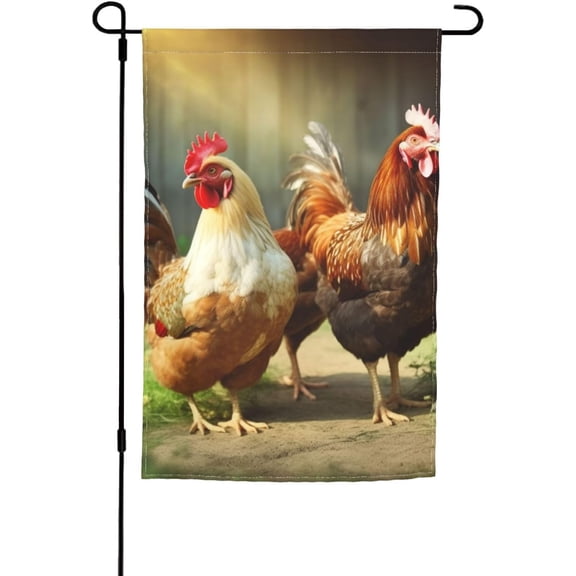 Farm Rustic Chickens Garden Flag 12 x 18 Inch Spring Summer Autumn Winter Seasonal Flags Double Sided Holiday Flags Banner Outdoor Indoor Yard Flag for Home Decorations