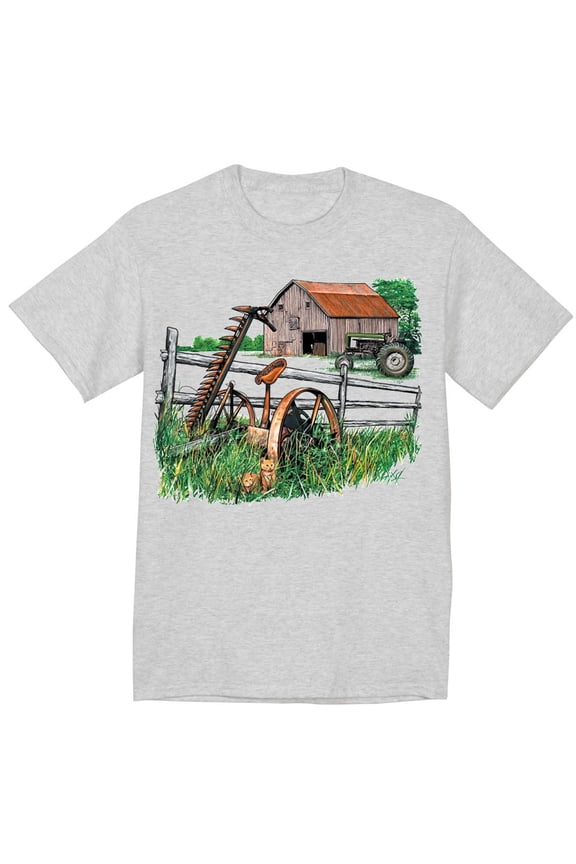 Farm Scene Farming Equipment Farmer T-shirt Mens Graphic Tees Clothing Apparel