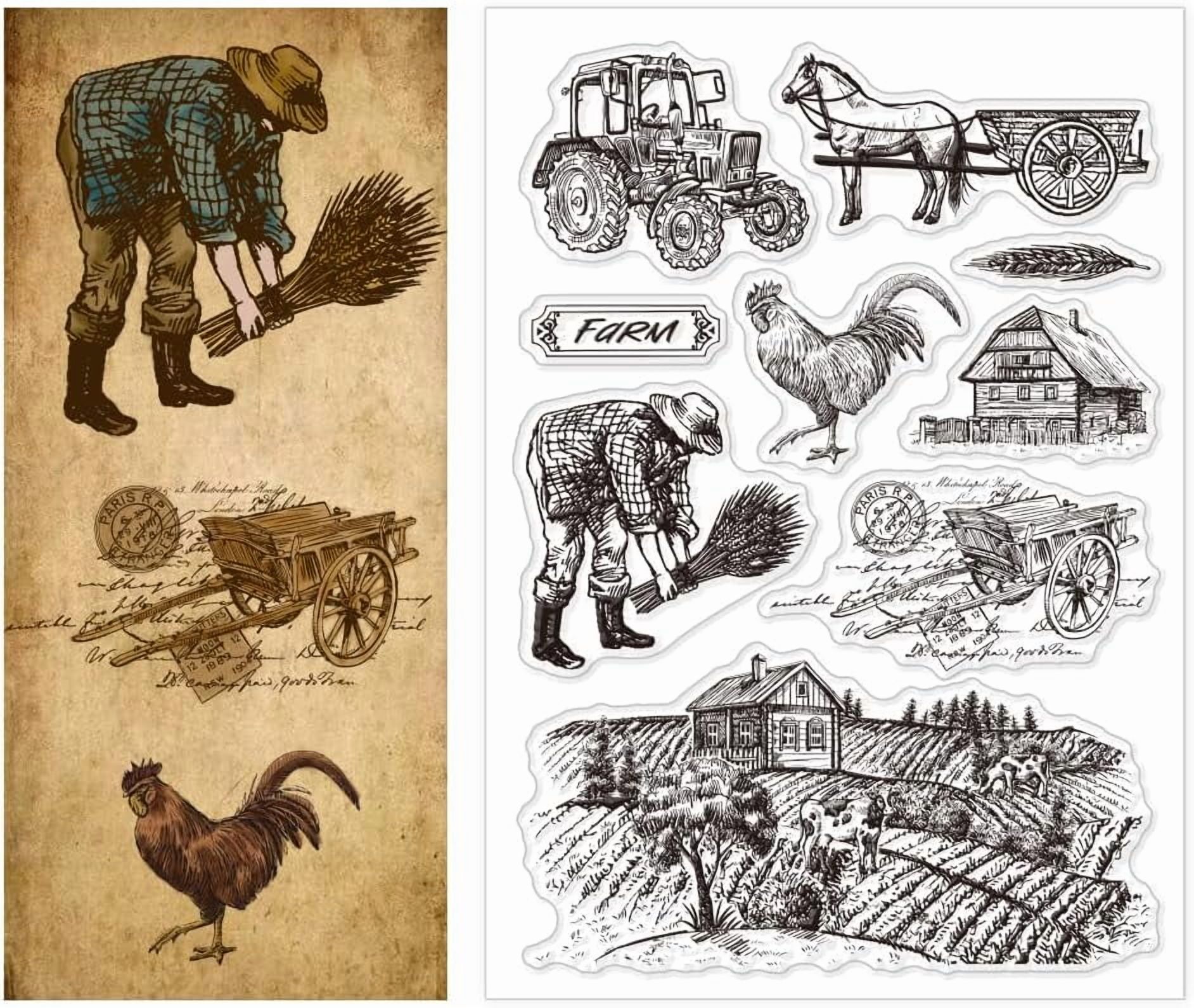 Farm Scenery Chicken Clear Stamps Farm House Stamps Silicone Clear ...
