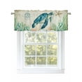 thumbnail image 1 of Farm Sea Turle Compass Valances for Windows, Rod Pocket Kitchen Valance Curtains - Soft & Washable Small Window Treatment for Living Room,&nbsp;Bathroom, Ocean Seaweed Starfish, 54x18inch, 1 of 9