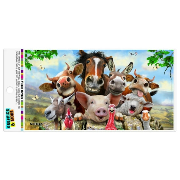 Farm Selfie Horse Pig Chicken Donkey Cow Sheep Automotive Car Refrigerator Locker Vinyl Magnet