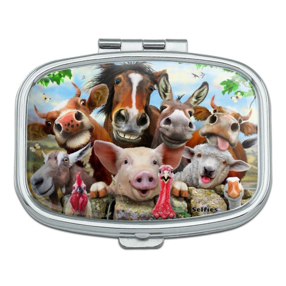 Farm Selfie Horse Pig Chicken Donkey Cow Sheep Rectangle Pill Case Trinket Gift Box