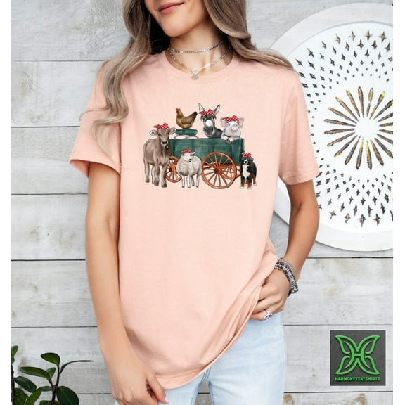 Farm Shirt, Cute Farm Animal Graphic Tees,Farm Gift, Cow Shirt, Chicken TShirt,Farm Outfit, Her,Country Mom Shirt,Mothers Day Tshirt All Size S-5XL