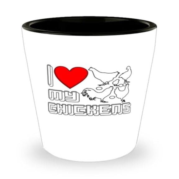 Farm Shot Glass, I Love My Chickens, Poultry Gift, Mini Glassware, 1.5oz Cup