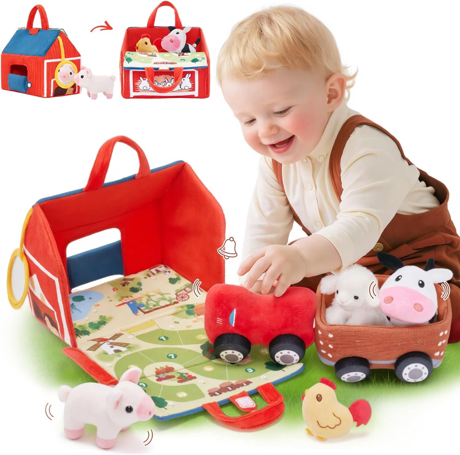 Farm Stuffed Animals Toys Set for Toddlers 1 2 3 Year Old Soft Plush ...