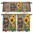 thumbnail image 1 of Farm Sunflower Kitchen Curtains Valances and Tiers Set of 3 Bee Home Sweet Home Retro Brown Wood Grain Tier Curtains and Valance with Rod Pocket for Small Windows, 27.5"x24", 1 of 9