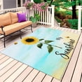 thumbnail image 1 of Farm Sunflowers Outdoor Rug 5x7 Ft, Non Slip Washable Area Rug, Idyllic Country Botanical Bee Turquoise Patio Rugs Carpet Runner, Large Floor Mat for Indoor/Outdoor Deck Porch Camping, 1 of 8