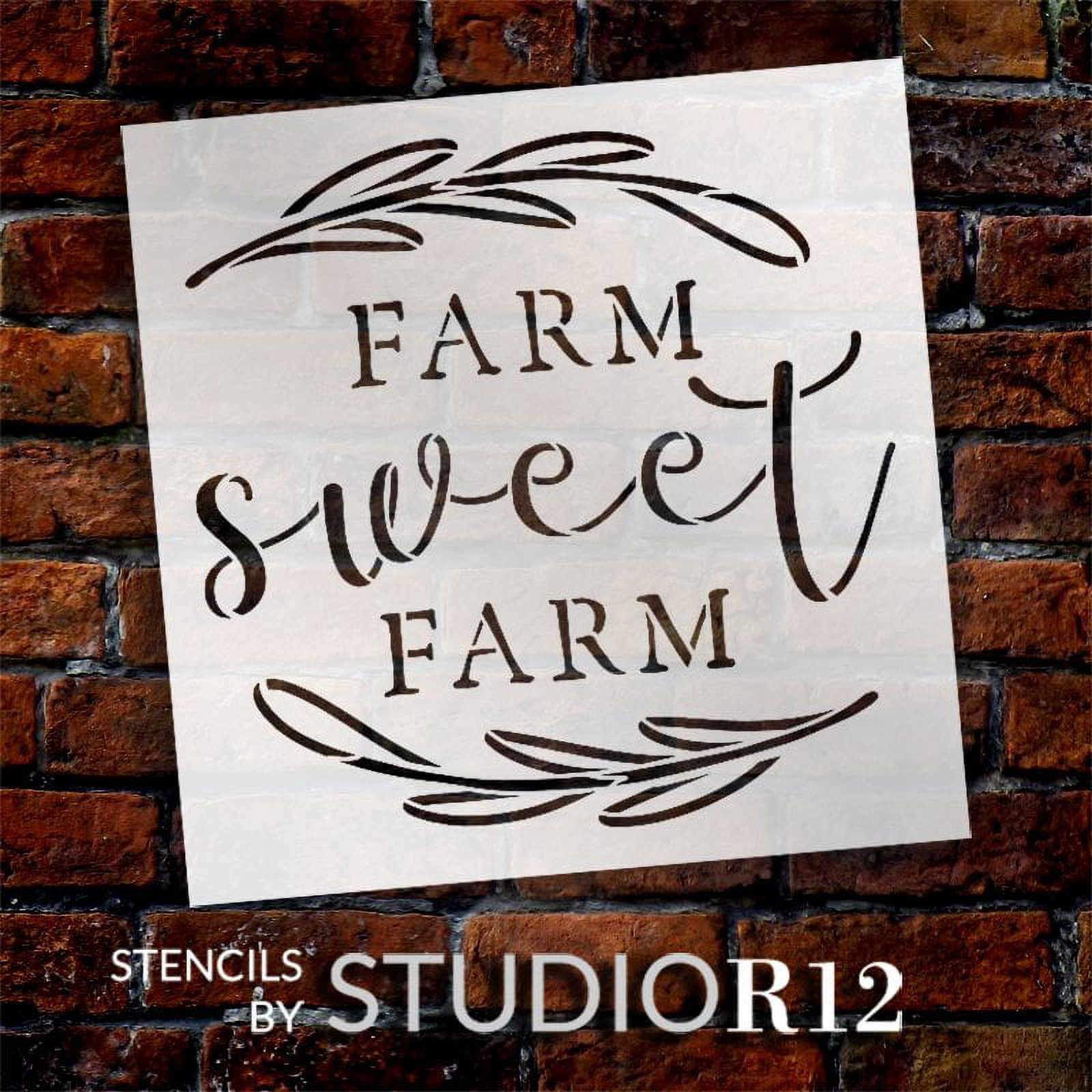 Rustic Farm Stencil Farm Sweet Farm Stencil With Laurels By StudioR12