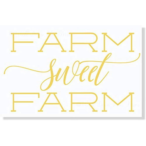 Farm Sweet Farm Vinyl Lettering Art Wall Decals Home Decor Quote, 23x13-Inch Buttercream