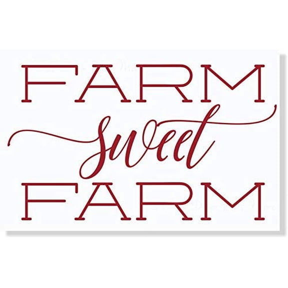 Farm Sweet Farm Vinyl Lettering Art Wall Decals Home Decor Quote, 23x13-Inch Red