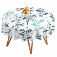 thumbnail image 1 of Farm Teal Green Leaves Round Tablecloth 54 inches Country Style Plant Leaf Rustic Floral Waterproof Oil-Proof Table Cloth Round Table Cover for Holiday Party Picnic Dinner Decor Indoor Outdoor Use, 1 of 9