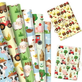 Farm Theme Wrapping Paper Set - Cute Animal Designs for Party Decor & DIY Crafts