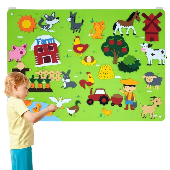 1 Set of Felt Farm Story Teaching Felt Board Interactive Play Set Flannel Board Hanging Toys for Kids (Some Accessories Vary)