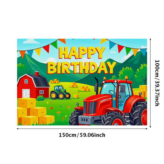 Farm Themed Happy Birthday Banner Backdrop Decorations Party Supplies for Birthday Party Photography Props Outdoor Celebrations Farmyard Events