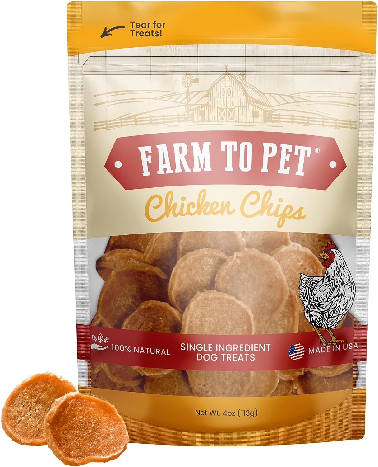 All Natural Dog Treats by Farm to Pet Healthy Snack for Small Medium Large Dogs Chicken Chips Made in the USA 4 oz Walmart