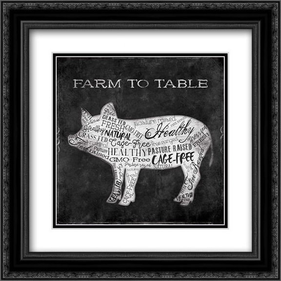 Farm To Pig 2x Matted 20x20 Black Ornate Framed Art Print by Grey, Jace