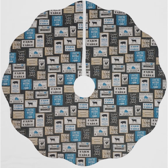 Farm To Table Christmas Tree Skirt By Penny's Needful Things (Blue) (Scalloped)