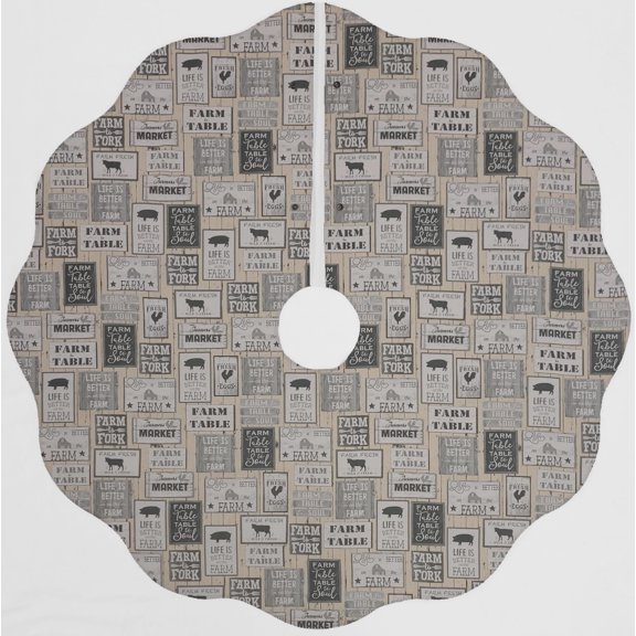 Farm To Table Christmas Tree Skirt By Penny's Needful Things (Cream) (Scalloped)