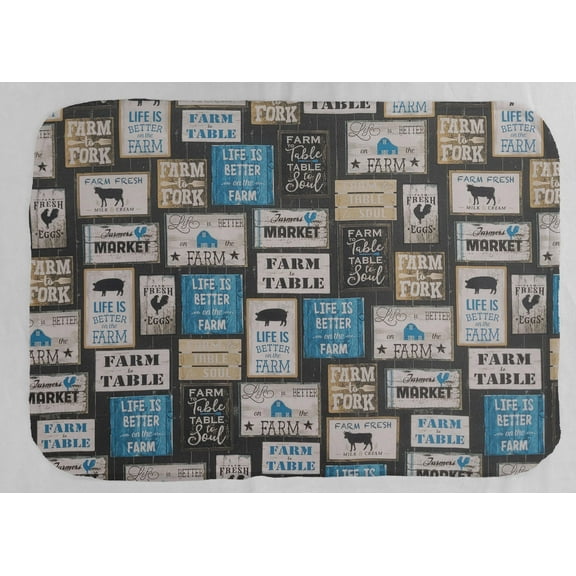 Farm To Table Dish Drying Mat by Penny's Needful Things (White) (Blue)