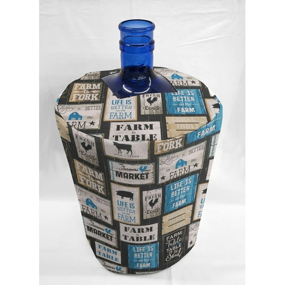 Farm To Table Water Bottle Cover by Penny's Needful Things (3 Gallon Cover)(Top Spout) (Blue)