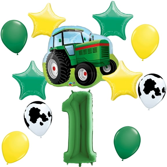 Farm Tractor 1st Birthday Party Supplies 13 pc Balloon Bouquet Decorations