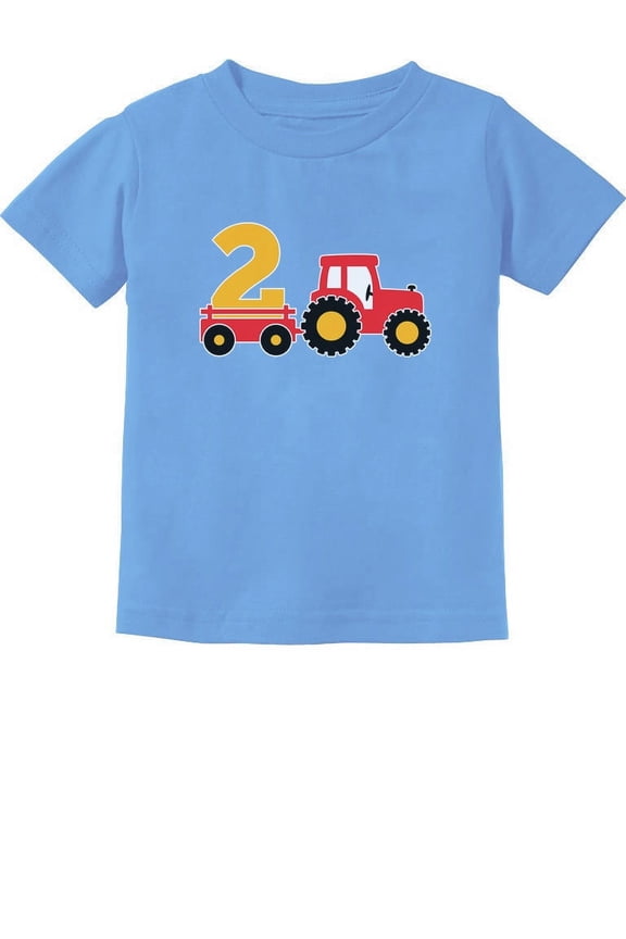 Farm Tractor 2nd Birthday Shirt Gifts for 2 Years OId Boys Girls Bday Party Toddler Kids T-Shirt 12M California Blue