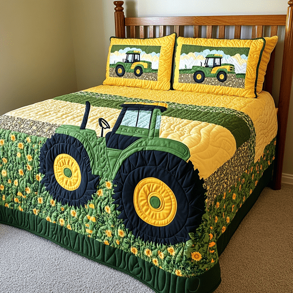 Farm Tractor 3-Piece Quilted Bedding Set