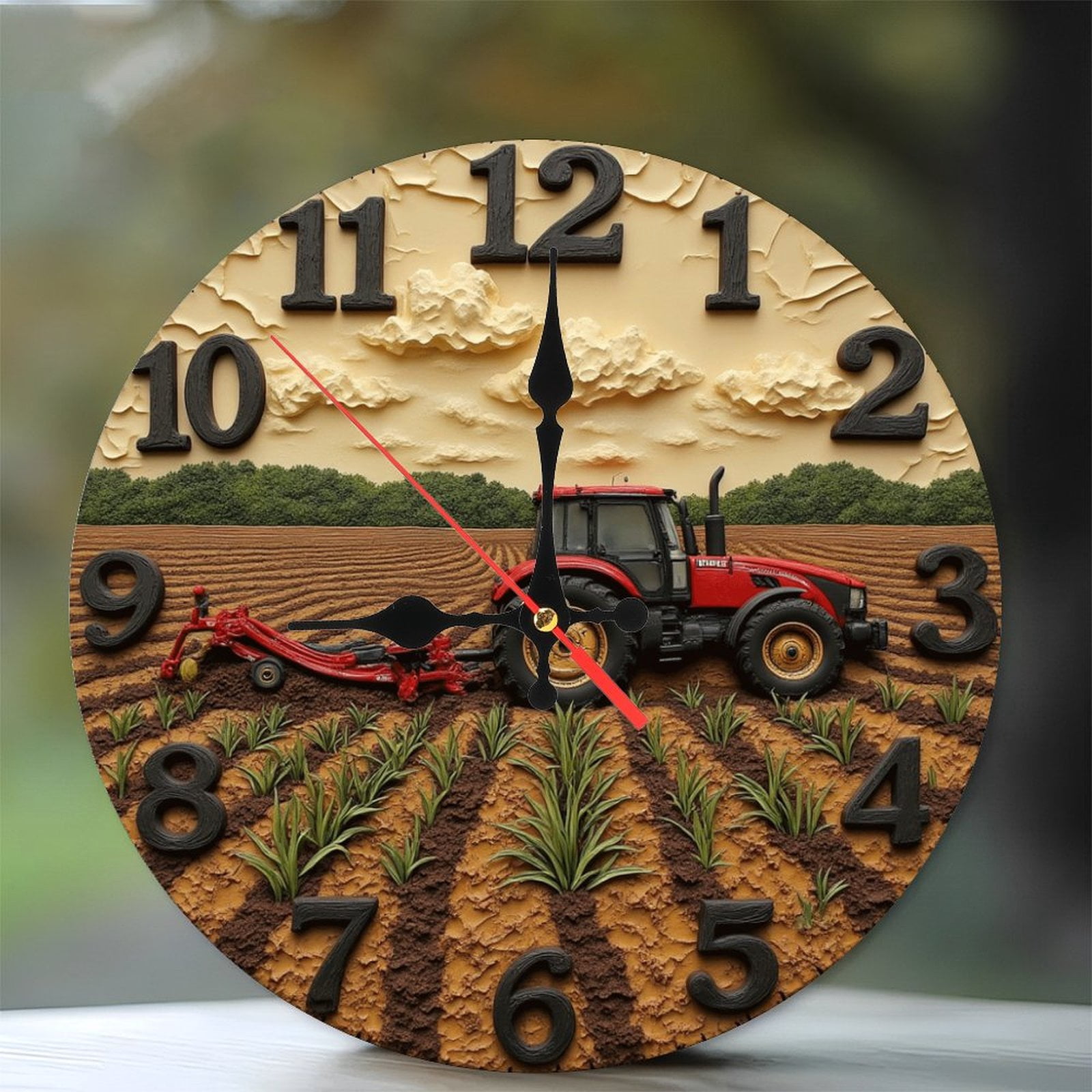 Farm Tractor Clock Wall Decor，Rustic Country Theme 10-Inch Silent ...