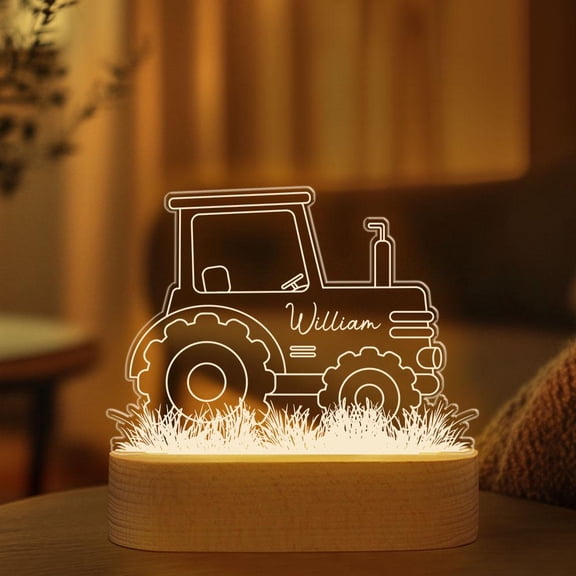 Farm Tractor Custom Name Night Light Acrylic Agriculture Vehicle Lamp Farmer Appreciation Home Decor Gift